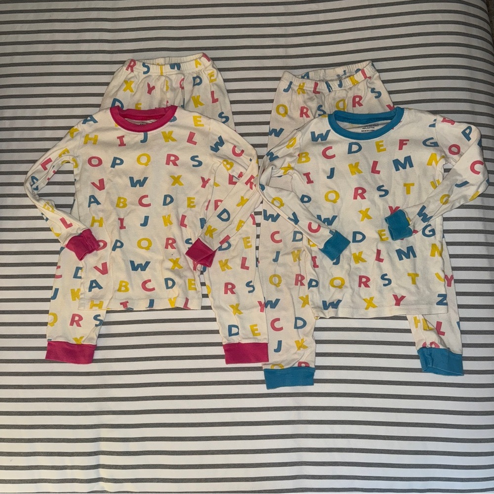Alphabet ABC Multi Color Print Kids Pajamas Set of 2 size 6